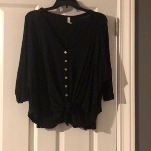 3/4 length waffle blouse